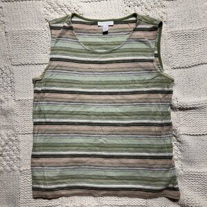 Y2K / Vintage Charter Club Pink Green Striped Tank Top